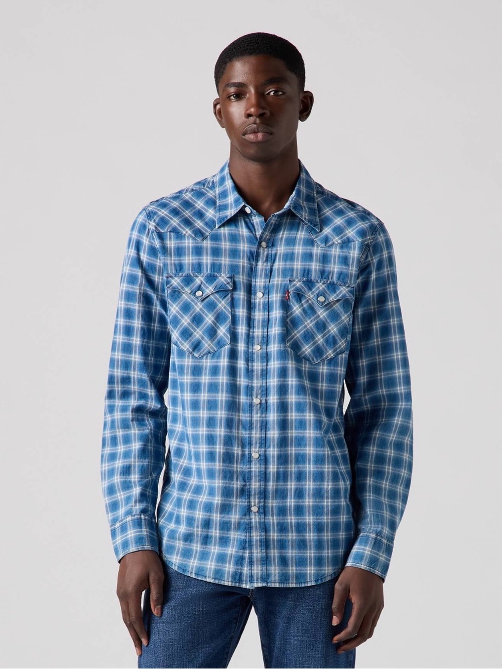 Levi’s Classic Western Standard Fit Shirt- Weaver Indigo Shadow Plaid - LARGE